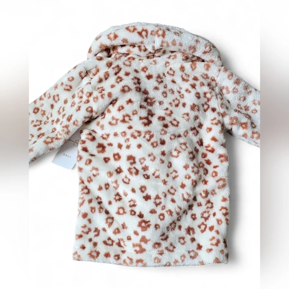 Jessica Simpson Baby Plush Robe & Slippers Set Leopard Print Size 0–9 Months